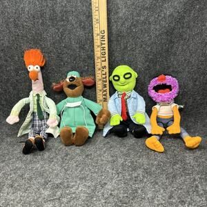 Vintage 2004 The Muppets Plush Set Jim Henson 4pc Beaker Rowlf Dr Bunsen Animal